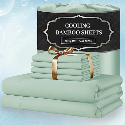 ❄️ 6‑Pieces Bamboo Cooling Extra Deep Pocket Sheet Set for Hot Sleepers