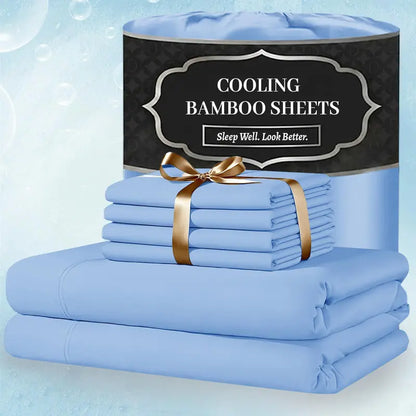 ❄️ 6‑Pieces Bamboo Cooling Extra Deep Pocket Sheet Set for Hot Sleepers