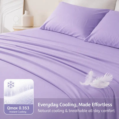 ❄️ 6‑Pieces Bamboo Cooling Extra Deep Pocket Sheet Set for Hot Sleepers