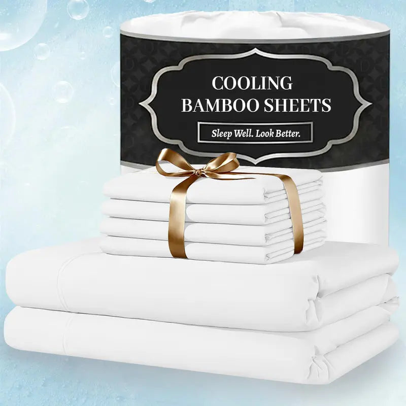 ❄️ 6‑Pieces Bamboo Cooling Extra Deep Pocket Sheet Set for Hot Sleepers