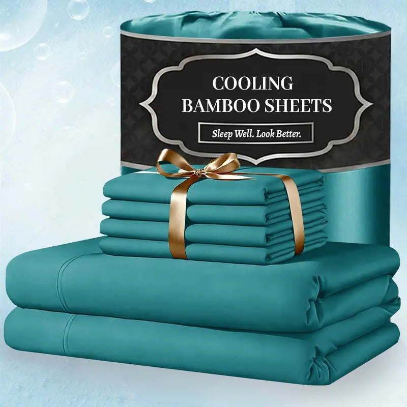 ❄️ 6‑Pieces Bamboo Cooling Extra Deep Pocket Sheet Set for Hot Sleepers