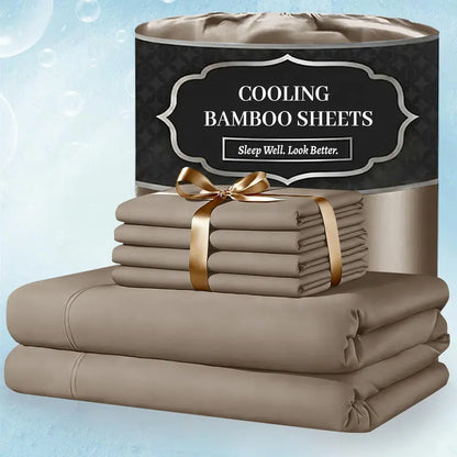 ❄️ 6‑Pieces Bamboo Cooling Extra Deep Pocket Sheet Set for Hot Sleepers